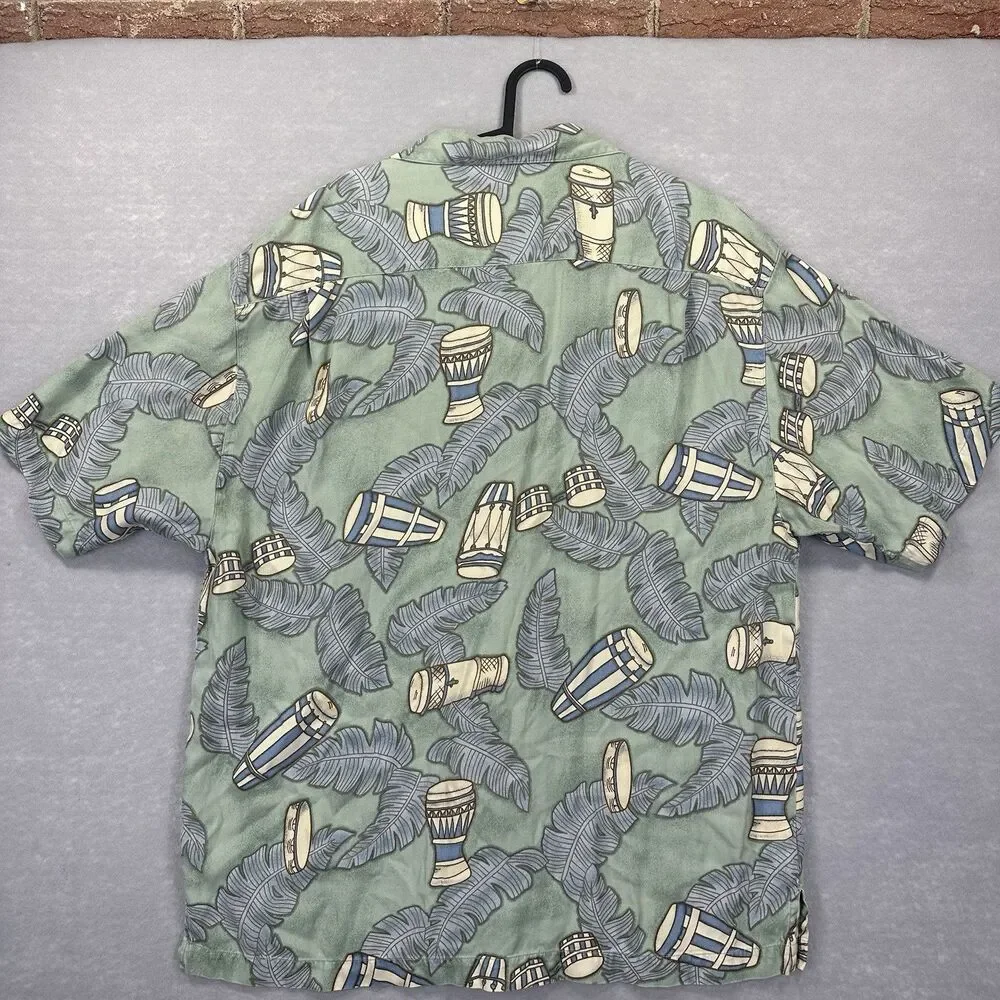 Tommy Bahama‎ Men's Large 100% Silk Short Sleeve Button Up Hawaiian Bongo Shirt